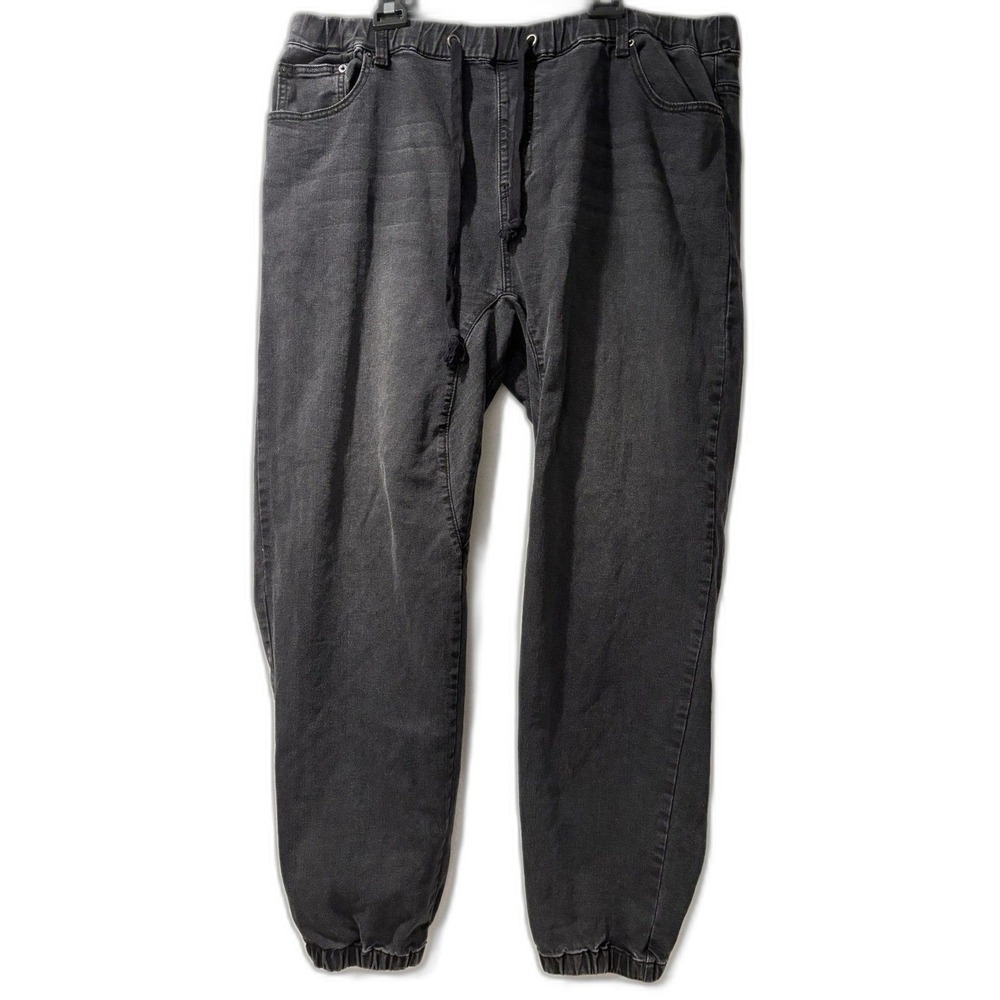Victorious Los Angeles Mens Jeans 42x31 Elasticβ Waist Jogger Black Distressed